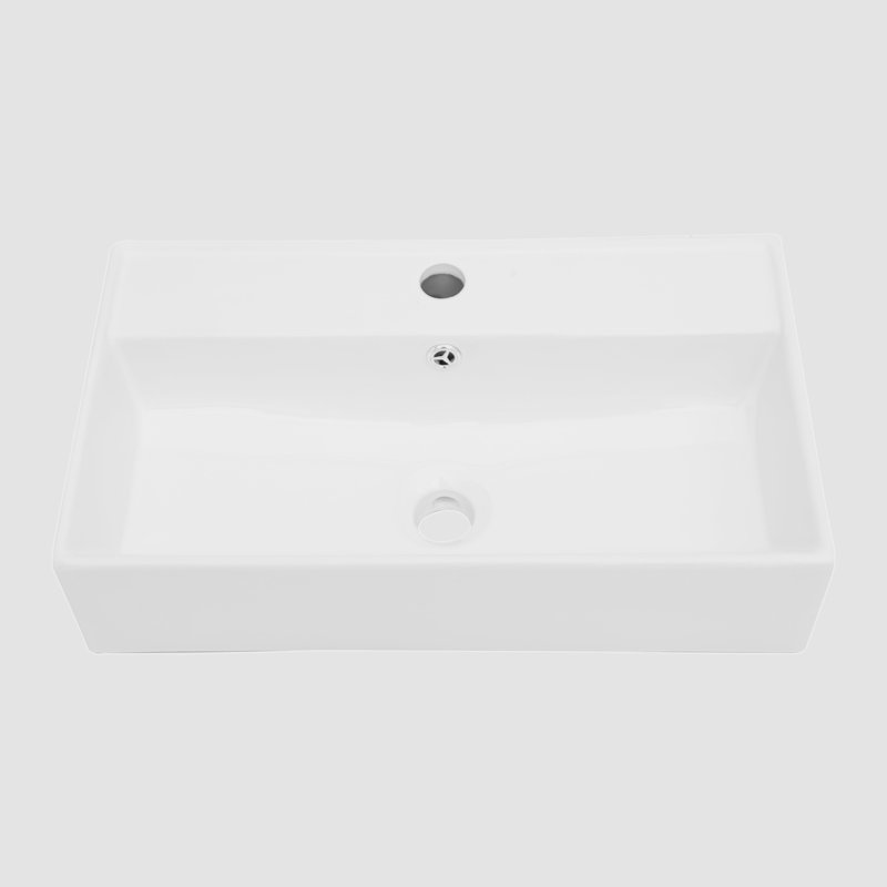 Lavabo de salle de bain rectangulaire en céramique avec trop-plein 12 "Go Peak Track