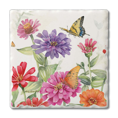 Paquet de 4 sous-verres Zinnias & Butterflies