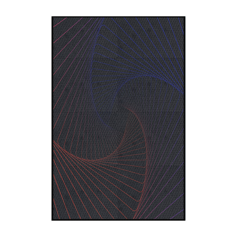 Tapis bleu/blanc à motifs, Rectangle 8 pi x 10 pi