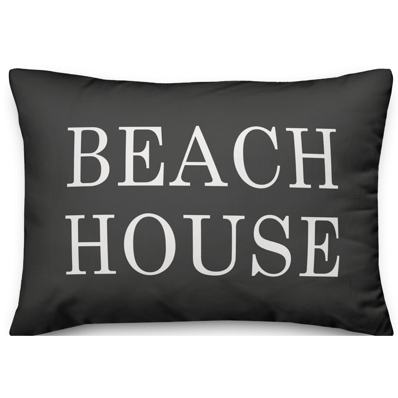 Textual Outdoor Throw Pillow, Charcoal