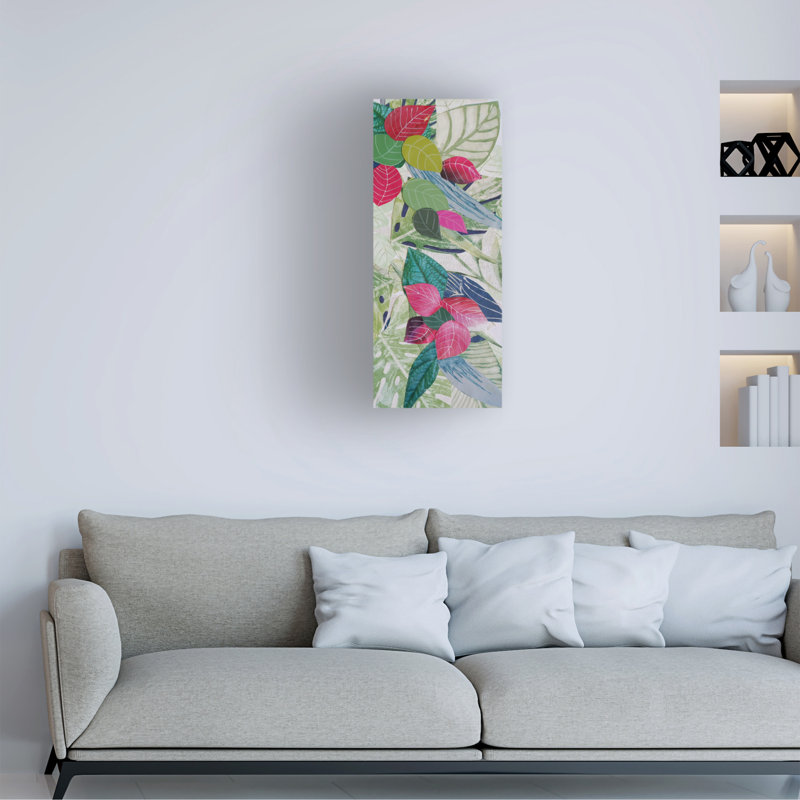 Bougainvilla II Tropical Leaves and Flowers Canvas Art in Wood Frame