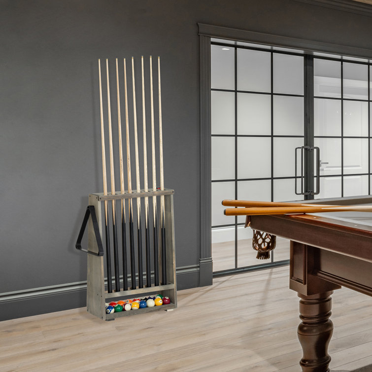MyGift Solid Wood Floor Pool Cue Rack | Wayfair