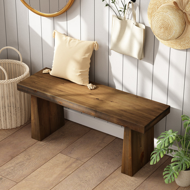 42.5'' Solid Wood Entryway Bench Farmhouse Dining Bench For Living Room, Foyer
