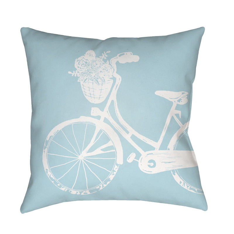 Bicycle Outdoor Throw Pillow, 18" H x 18" W, Aqua