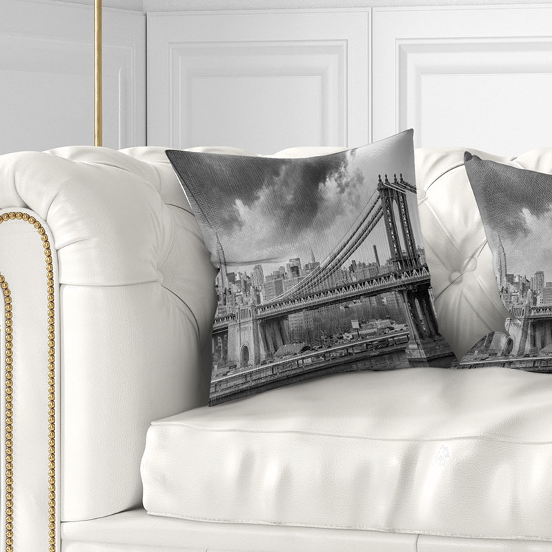 Coussin gris Manhattan, 18 po x 18 po, Coussin décoratif