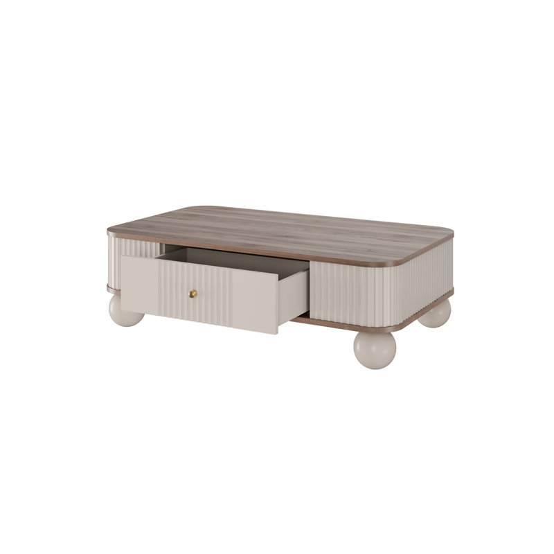 Dayzee Coffee Table with Storage, Nut/Gold Top/Cashmere Base