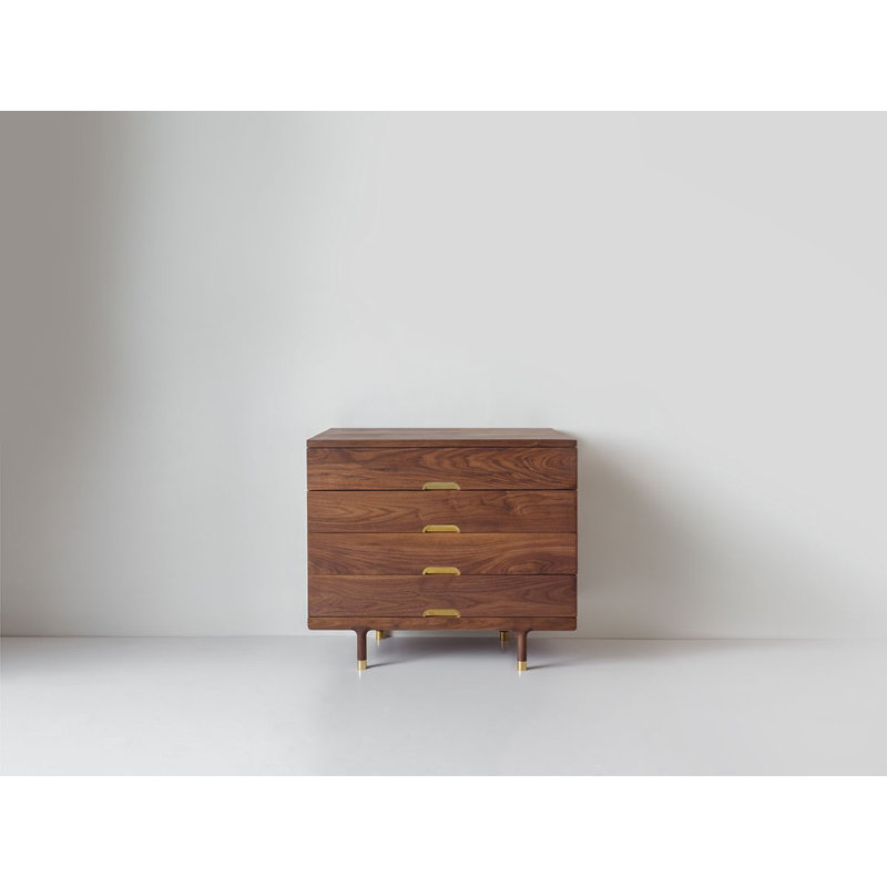 Simple 4 - Drawer Solid Wood Dresser, Walnut