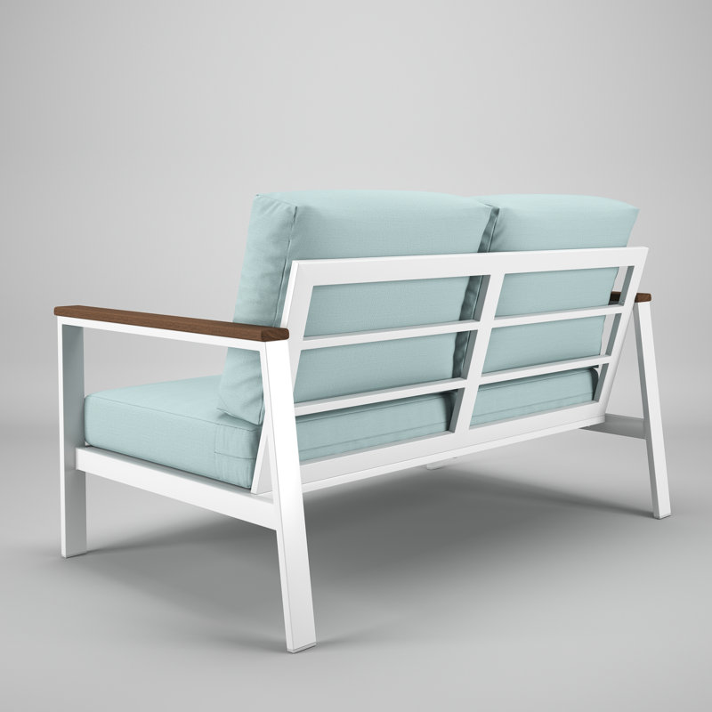 Townsend 55" Sunbrella® Patio Loveseat, Brown, Teal