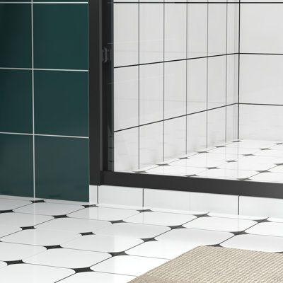 Aluminum Frame Double Sliding Shower Door,Bypass Bathroom Sliding Door With Premium 1/4" (6Mm) Clear Tempered Glass, Hardware Sliding Glass Shower Enclosure