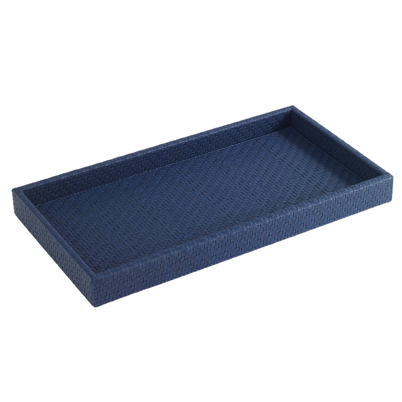 Wicker Vanity Tray, Navy