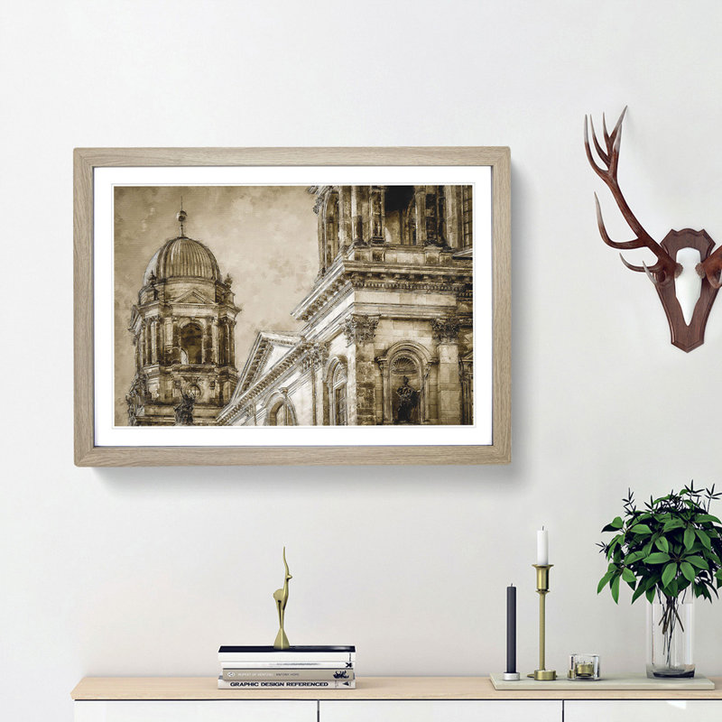 Dom Berlin Cathedral - Picture Frame Graphic Art Print, Oak Framed, 45cm H x 63cm W x 2cm D