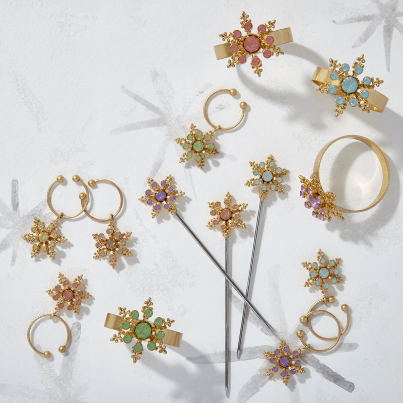 Classic snowflake skinny napkin rings, pastel