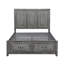 Lit plateforme gris rustique avec rangement pour le fini glamour de la grande chambre