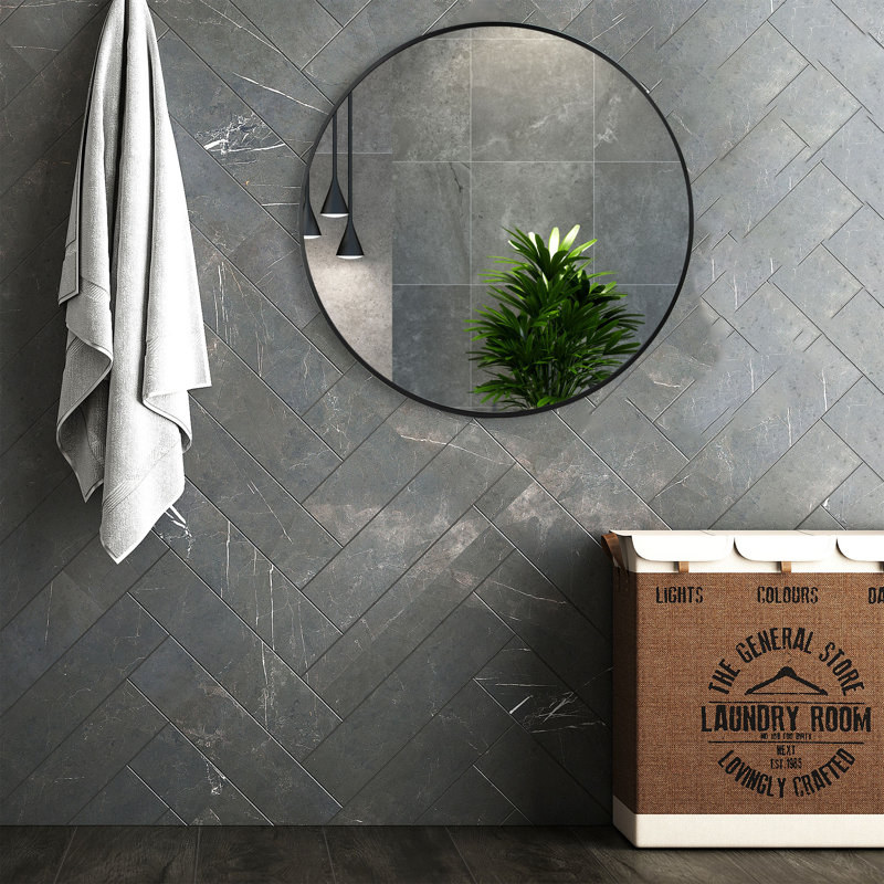 Miroir d'appoint mural moderne en aluminium, H 24 po x l 24 po, Laiton, 1