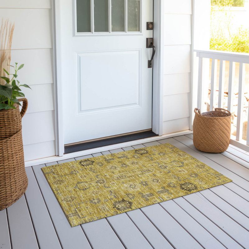 Tapis intérieur / extérieur Killingly avec envers antidérapant, Rectangle 1 pi 8 po x 2 pi 6 po