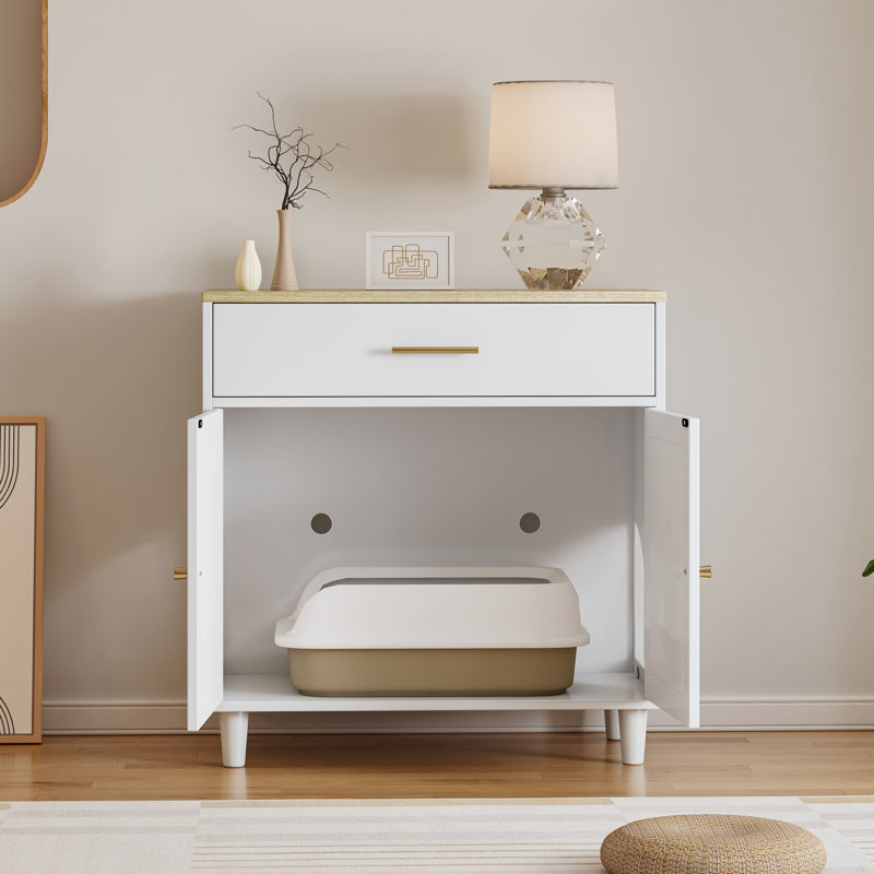 Armoire pour animaux de compagnie pour chambre à coucher avec litière cachée et rangement élégant