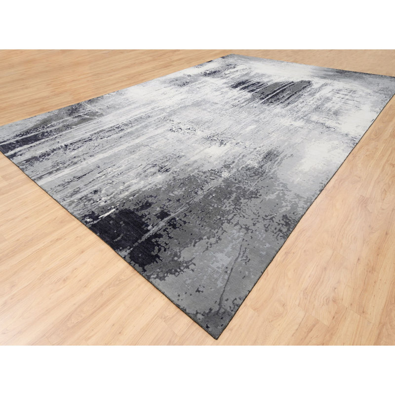 One-of-a-Kind Rectangle 12'0" X 18'1" New Age Area Rug in Gray
