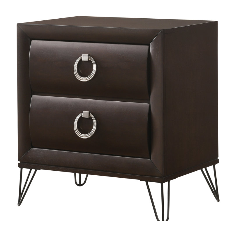 Table de chevet 2 tiroirs Lepore en acajou foncé