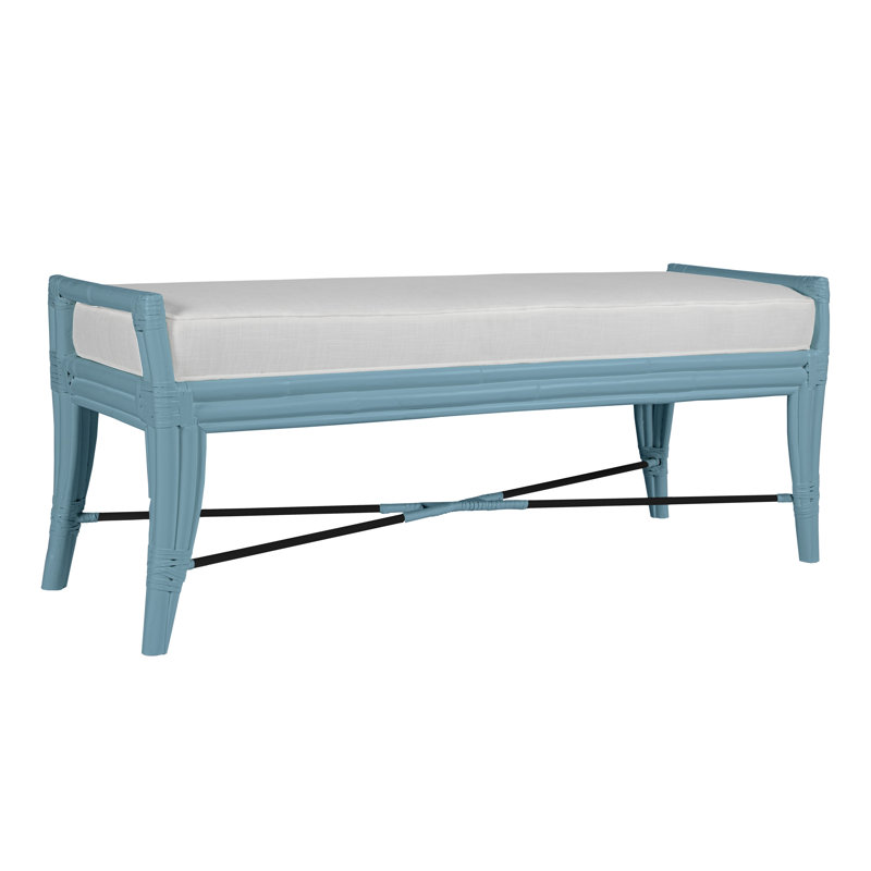 Malacca Upholstered Bench, Pool Blue