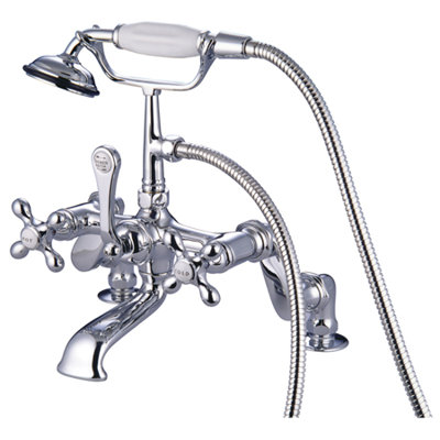 Hot Springs Triple Handle Deck Mounted Clawfoot Tub Faucet with Handshower