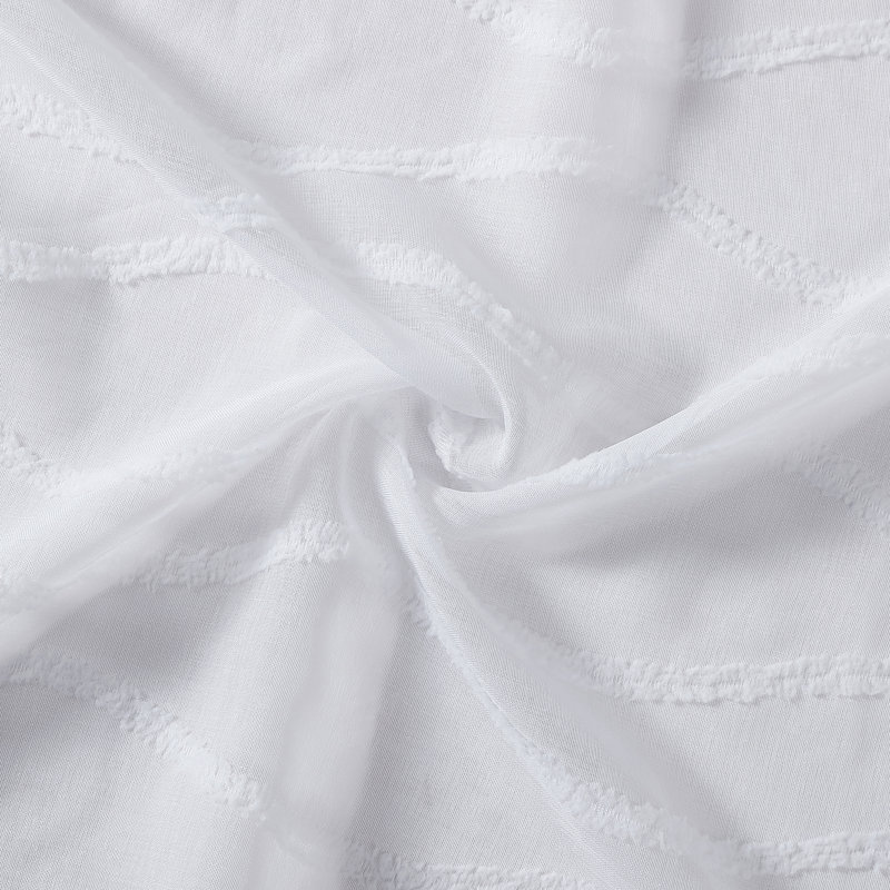 Juvenile Geometric Sheer Rod Pocket Curtain Panels, White