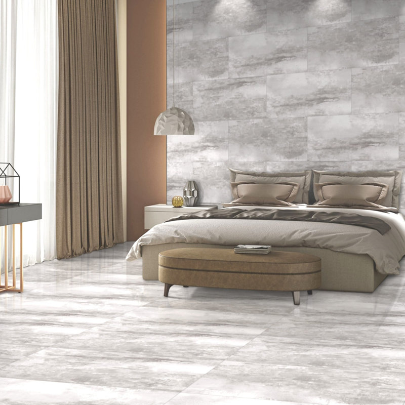 Carreau de porcelaine 12 po x 24 po, Diamant argenté brillant