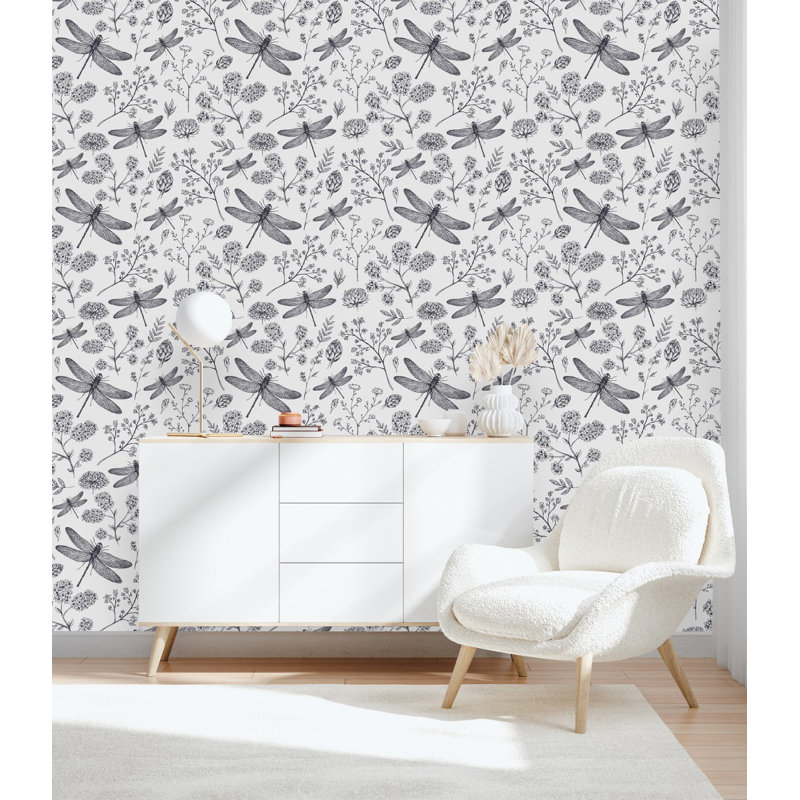 Panneau de papier peint botanique avec L 10,4 pi x l 25 po