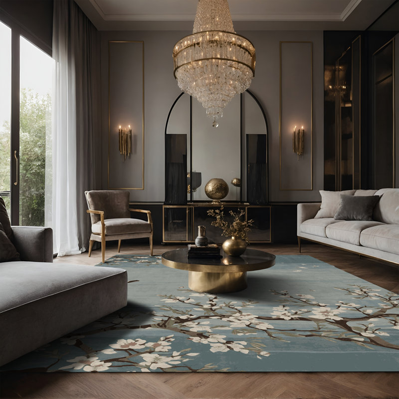 Tapis gris soyeux et moelleux, Rectangle 8 pi x 10 pi