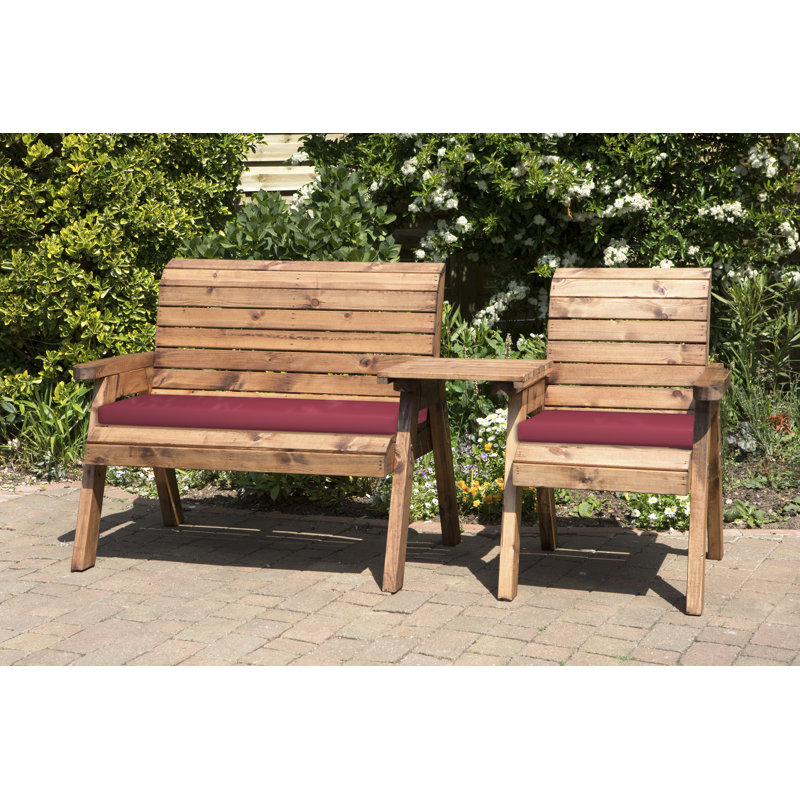 Gallagher Solid Wood Pine Outdoor Bench, Burgundy