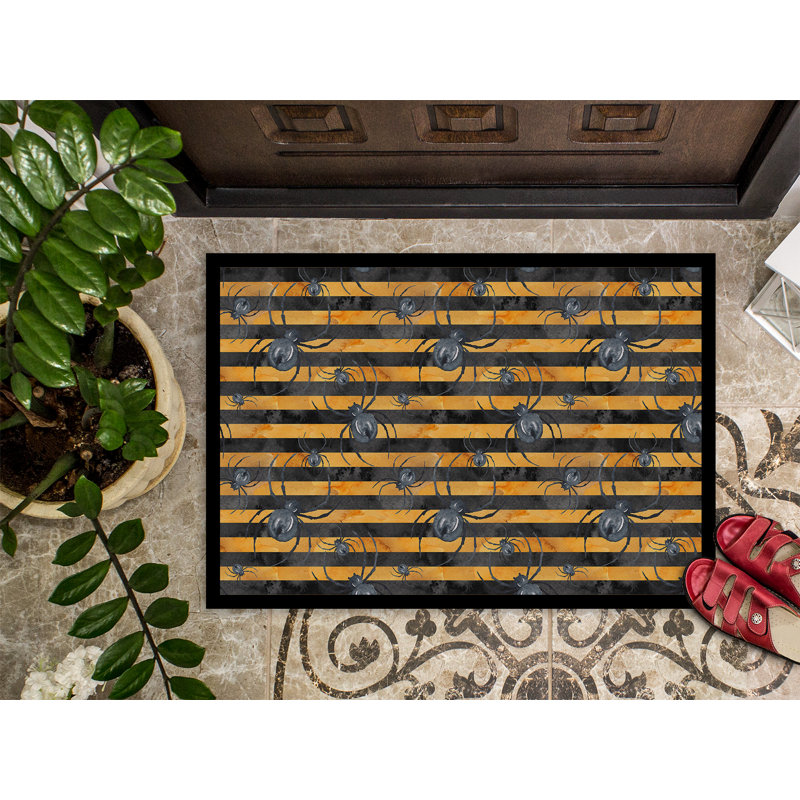 Tapis d'extérieur antidérapant Adrienn Halloween Spiders, H 0,2 po x l 36 po x P 24 po