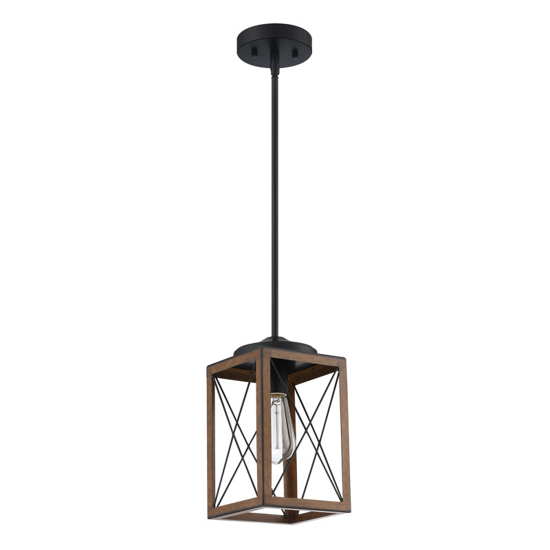 Gracela 1 - Light Lantern Rectangle Pendant, Brown/Black, 62.25" H x 6.5" W x 6.5" D