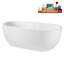 65" Streamline Soaking Glossy White Freestanding Tub and Tray With Internal Drain-101413201