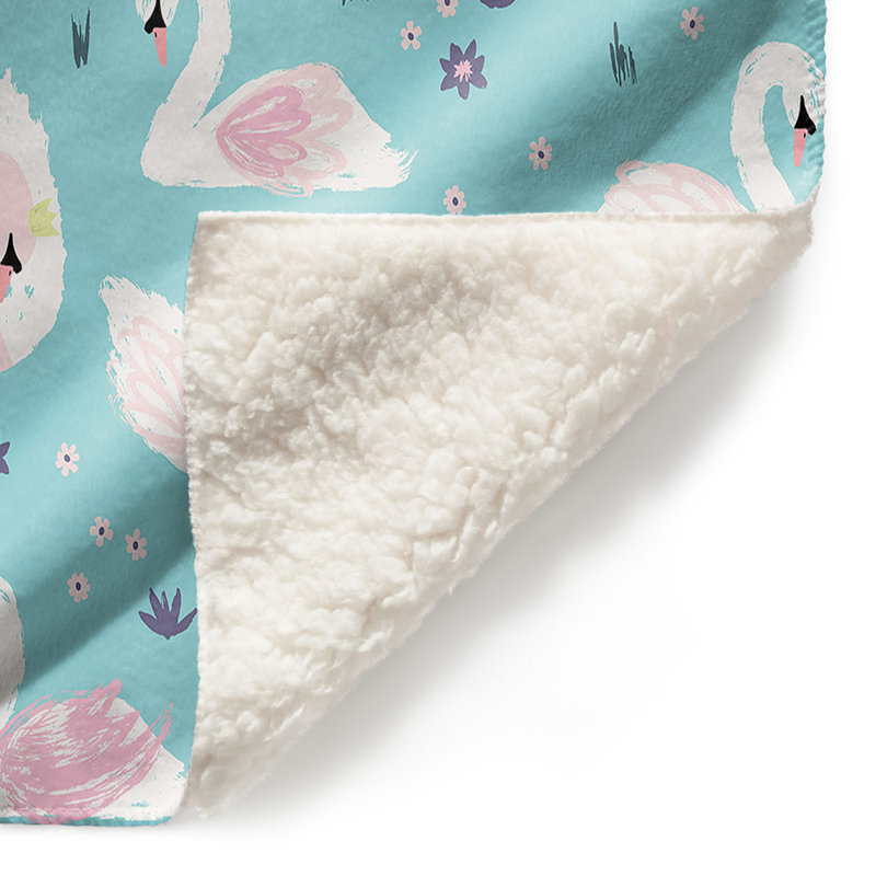  Couverture Swans, 51 po x 60 po, Bleu sarcelle