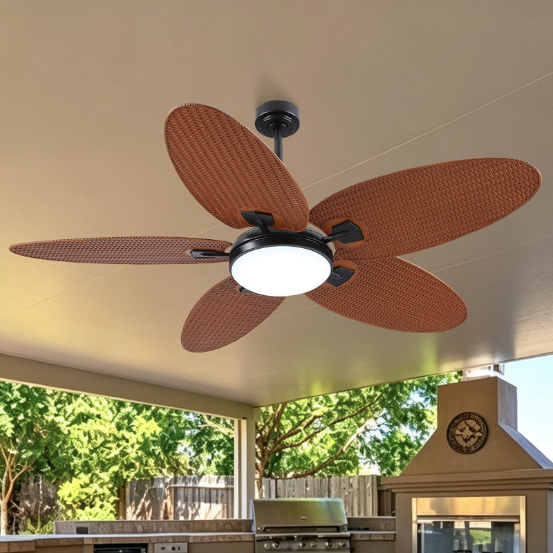 Ventilateur de plafond 52/62 po à 5 pales avec lumières et télécommande, 62 po de largeur, Dark Brown