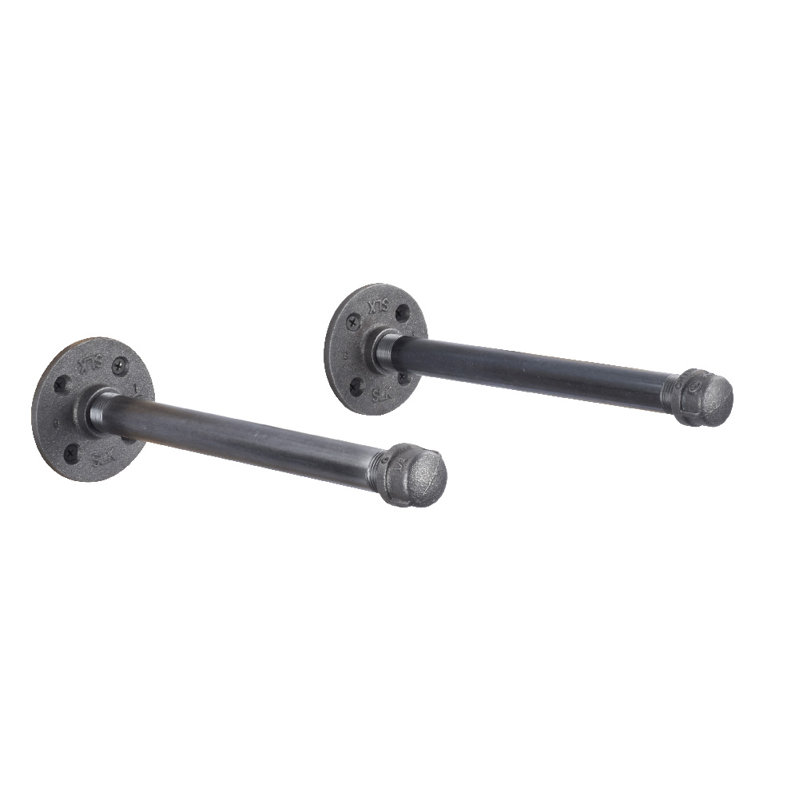 Manderup Heavy Duty Industrial Pipe Shelf Bracket Kit - 2 Pack, 3" H x 3" W x 12" D