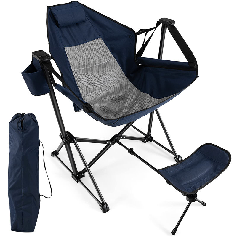 Arcadio Fabric Camping / Beach Folding Chair Folding Chair, Blue/Black