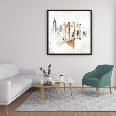 Brooklyn Bridge Blurry S croquis - Toile encadrée, décoration intérieure