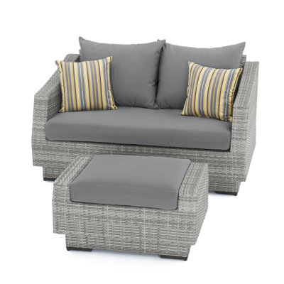 Fionnula 55'' Wide Outdoor Wicker Loveseat With Sunbrella Cushion Covers