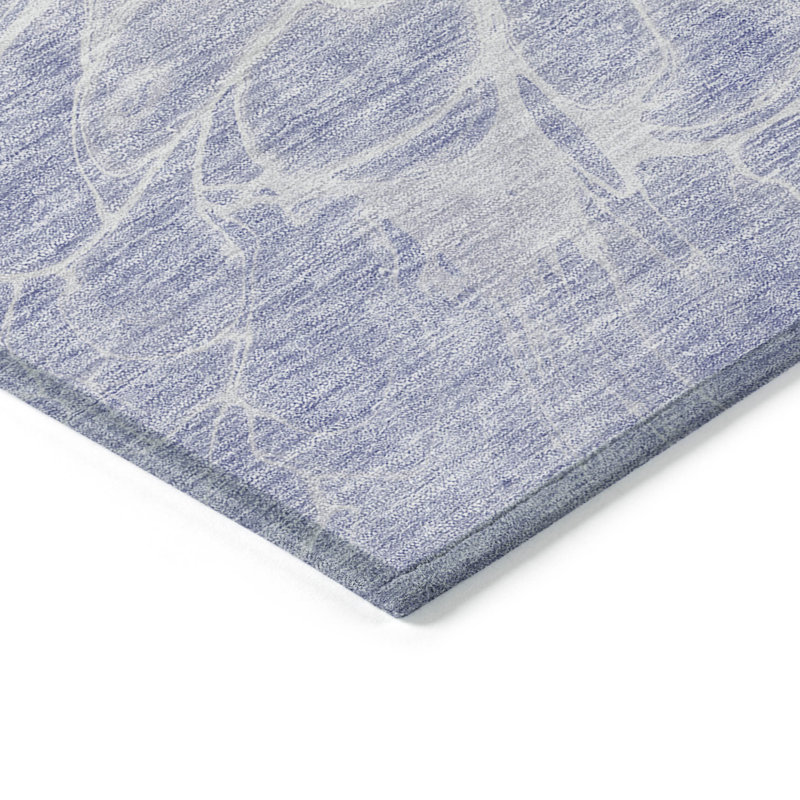 Tapis extérieur lavable abstrait ivoire et lilas 3 pi x 5 pi lavande