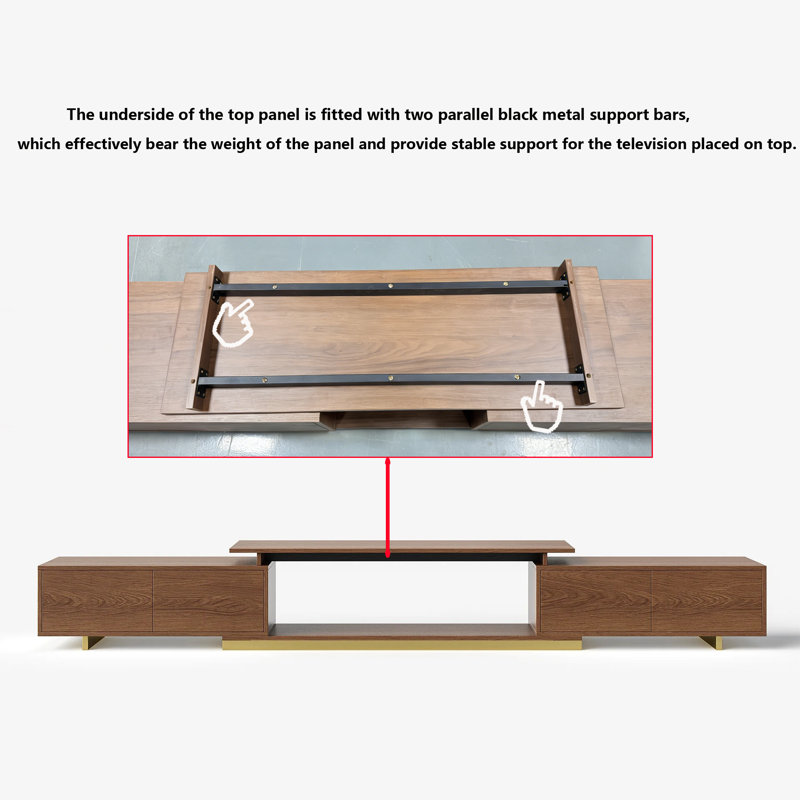  Moern Extendable Walnut TV Stand with Storage(63"-92")