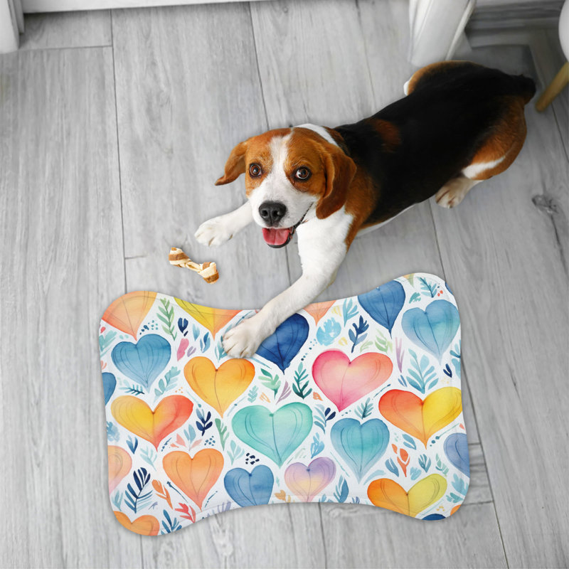Love Watercolor Art - Tapis d'alimentation en forme d'os