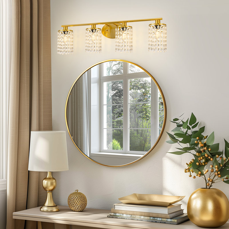 4-Light Dimmable Bathroom Vanity Light With Crystal