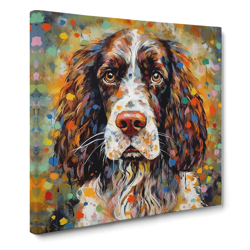 English Springer Spaniel Abstract Expressionism No.1 - Wrapped Canvas, 35cm H x 35cm W x 3cm D