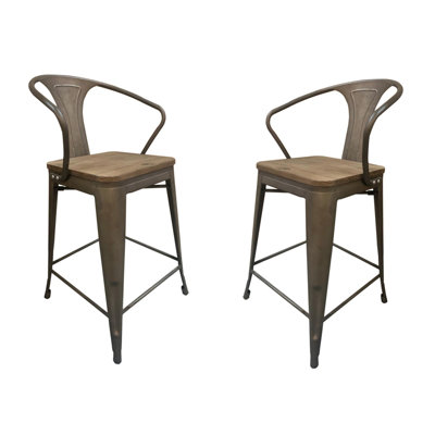Kowanna Stool With Arm Walnut Wood Seat