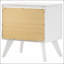 Table de chevet blanche moderne avec pieds inclinés et 2 tiroirs, parfaite pour les chambres à coucher contemporaines et les solutions de rangement