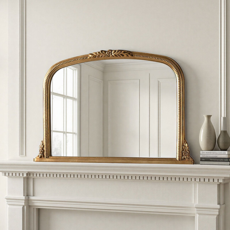 Arched Beaded Kalmar Overmantle Mirror, Gold