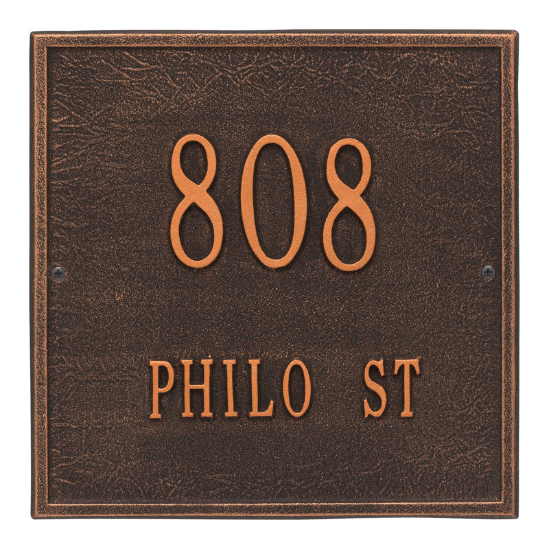 Plaque d'adresse murale sur 2 lignes, Bronze huilé, Oui