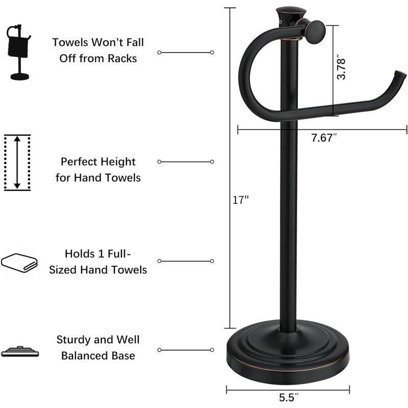 17 Inch Oil Rubbed Bronze Stand Towel Bar Hanger Hand Towel Bar