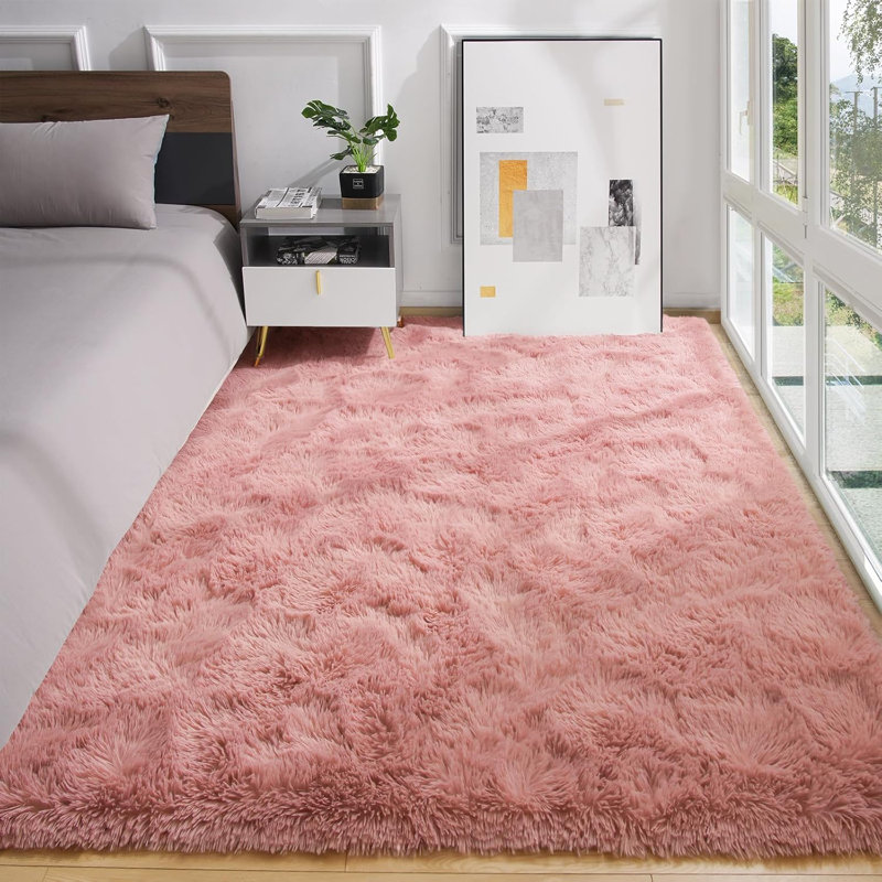 8×10ft Solid Color Rug Fluffy Shag Area Rug Indoor Carpet for Living Room Bedroom Bedside Nursery Kids' room
