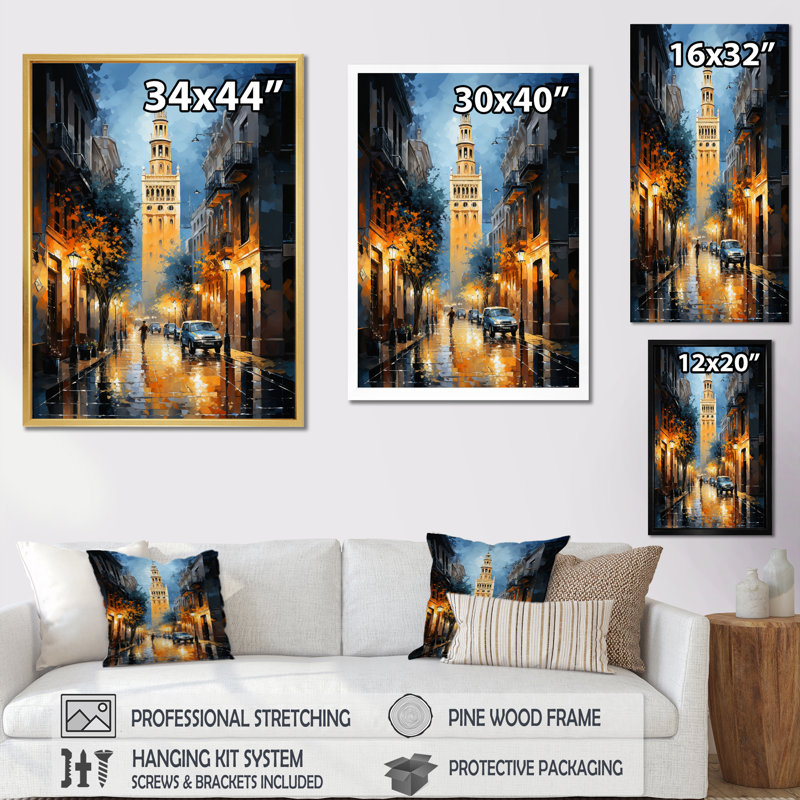 Giralda I, Espagne, Espagne - impression, H 32 po x l 24 po x P 1 po, Cadre flottant doré